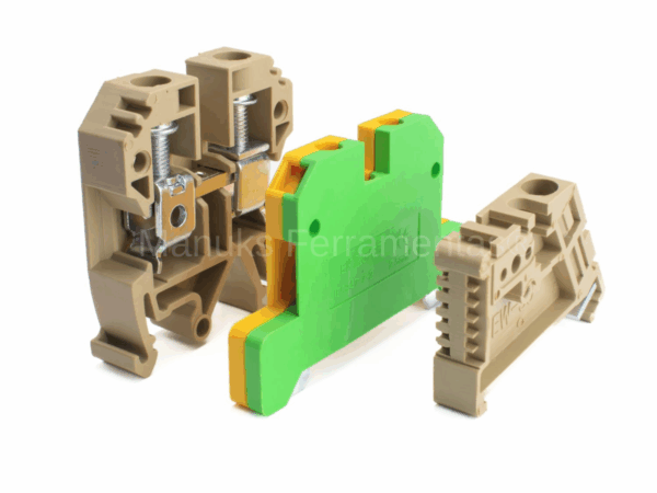 Conector borne de passagem Saki para trilho Din