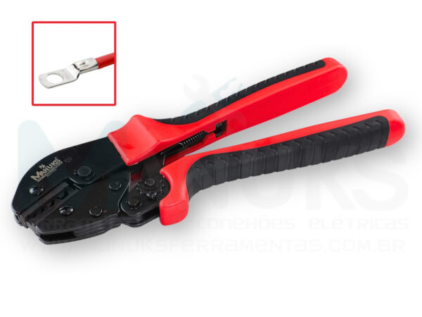 AK-0510CO - Alicate crimpar terminais compressão sem isolação cabos 0,5 até 6mm²