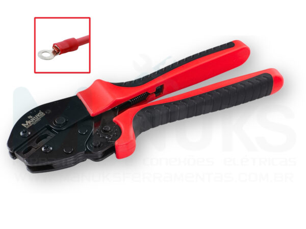 AK-1016P - Alicate crimpar terminais Pino e Olhal pré isolados cabos 10 e 16mm²